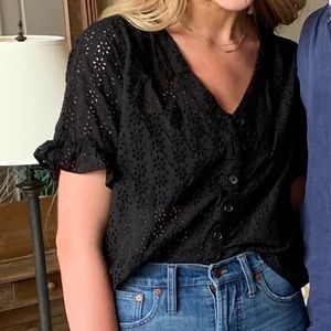 Madewell eyelet black top
